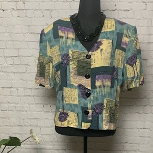 Norton Mcnaughton Top Floral color block crop top